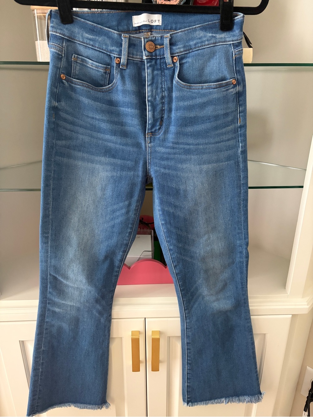 LOFT High Waist Flare Crop Jeans